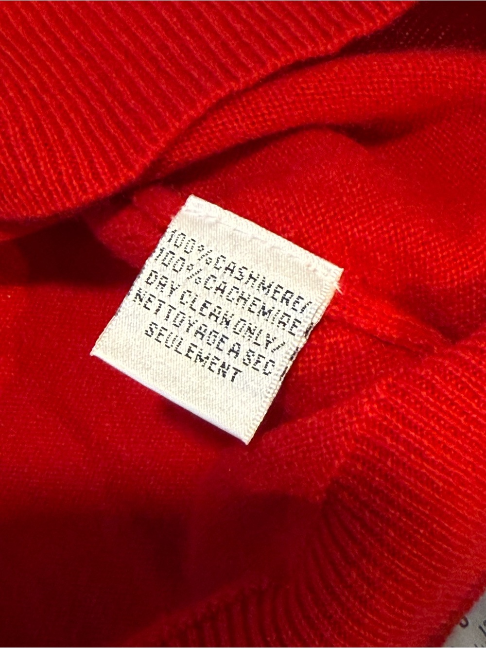 LONIA 100% Cashmere Red Short Sleeve Pointelle Center Crewneck Knit Sweater M - Picture 4 of 8
